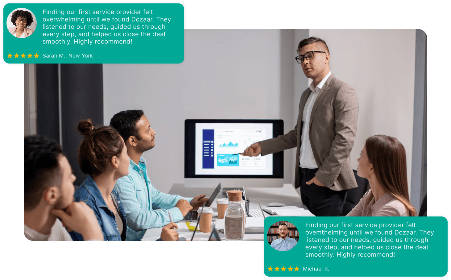 Happy family looking at a tablet